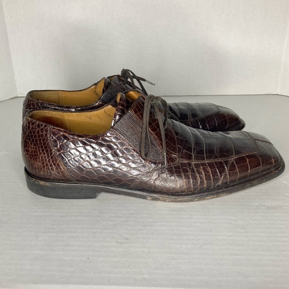 Mezlan Platinum Brown Genuine Crocodile Dress Shoe - Picture 7 of 9